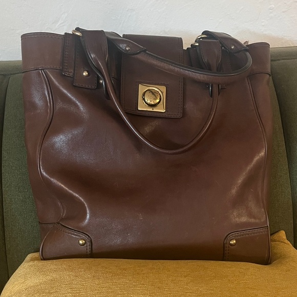 Vintage Banana Republic dark chocolate brown vida bucket tote bag - Picture 1 of 10